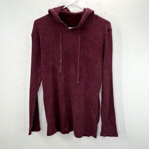 Five Points Industry Hoodie M Women Waffle Knit Thermal Burgundy Wine Long Sleev